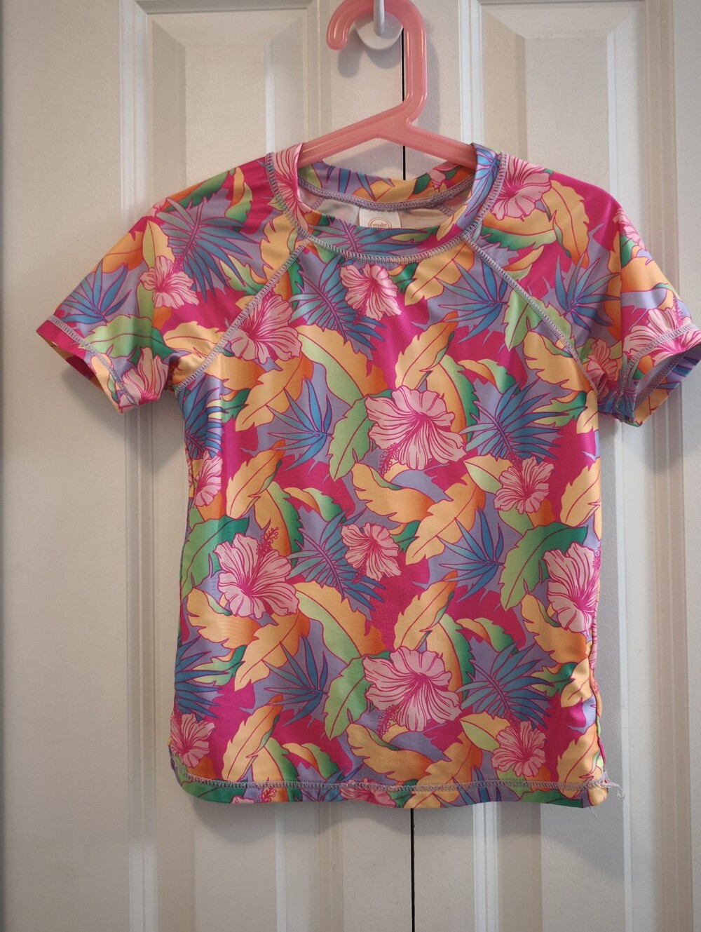Girls' Short Sleeve Tropical Swim Shirt